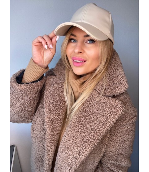 koženková kšiltovka BEIGE