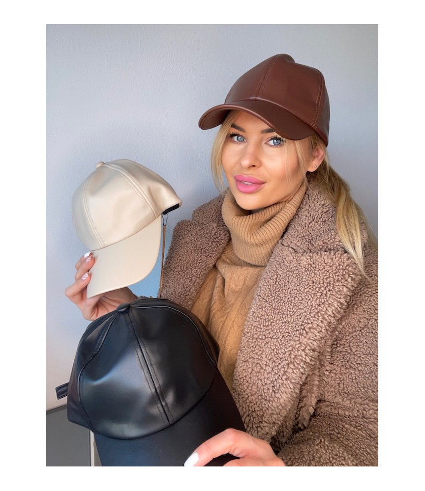 koženková kšiltovka Brown